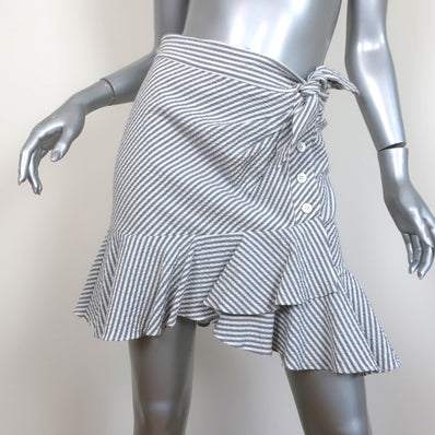 Veronica Beard Ruffle Mini Skirt Kaia White/Gray Striped Seersucker Size 2