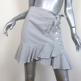Veronica Beard Ruffle Mini Skirt Kaia White/Gray Striped Seersucker Size 2