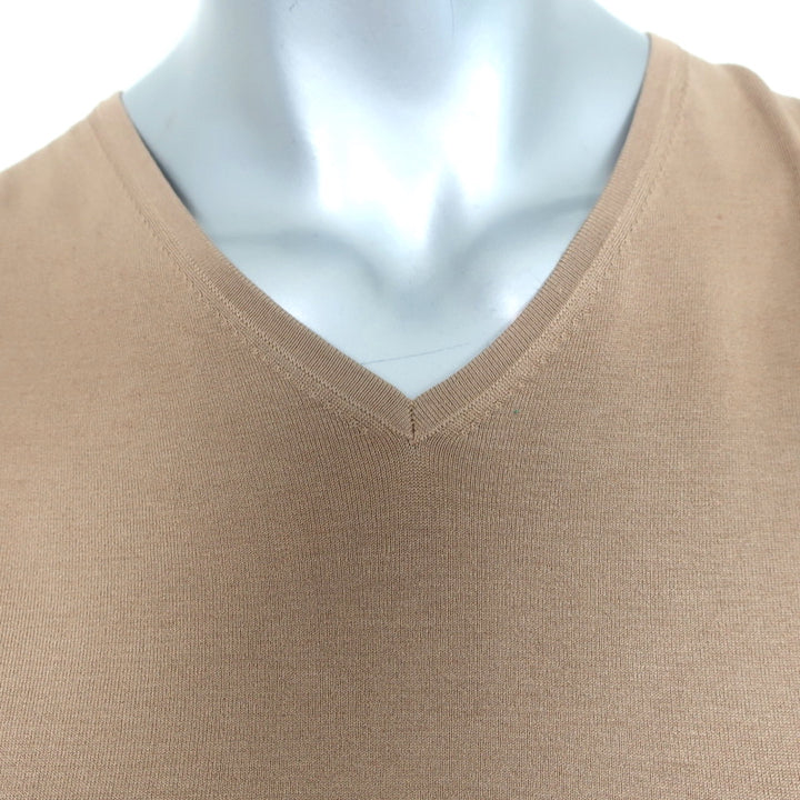 Gucci Sleeveless V-Neck Top Camel Stretch Silk Knit Size Medium