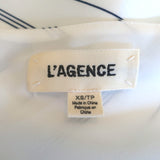 L'Agence Kay Cowl Neck Tank Top White Striped Silk Satin Size Extra Small