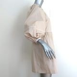 STAUD Demi Puff Sleeve Mini Dress Beige Stretch Cotton Size Extra Small
