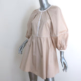 STAUD Demi Puff Sleeve Mini Dress Beige Stretch Cotton Size Extra Small