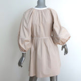 STAUD Demi Puff Sleeve Mini Dress Beige Stretch Cotton Size Extra Small