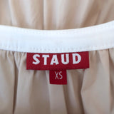STAUD Demi Puff Sleeve Mini Dress Beige Stretch Cotton Size Extra Small