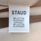 STAUD Demi Puff Sleeve Mini Dress Beige Stretch Cotton Size Extra Small