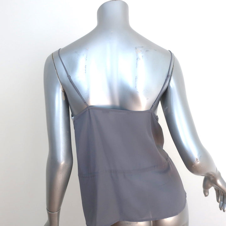 J Brand Lucy Peplum Cami Gray Velvet-Front Silk Crepe Size Small V-Neck Tank Top