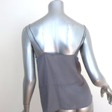 J Brand Lucy Peplum Cami Gray Velvet-Front Silk Crepe Size Small V-Neck Tank Top