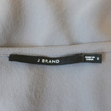 J Brand Lucy Peplum Cami Gray Velvet-Front Silk Crepe Size Small V-Neck Tank Top