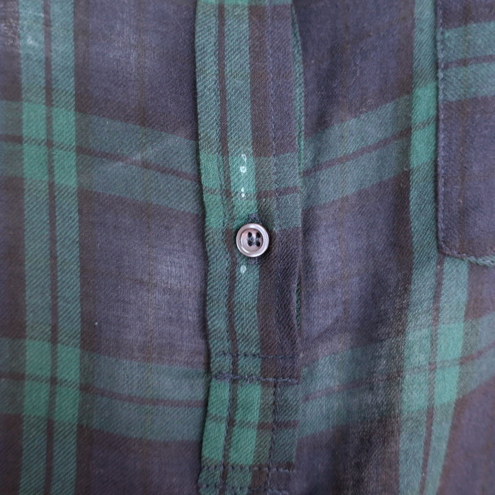 Isabel Marant Etoile Henley Shirt Navy/Green Plaid Size 40 Long Sleeve Top