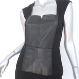 Bailey 44 Sleeveless Peplum Dress Black Faux Leather-Paneled Jersey Size Medium