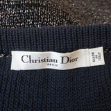 Christian Dior Pencil Skirt Black/Navy Metallic Knit Size US 6