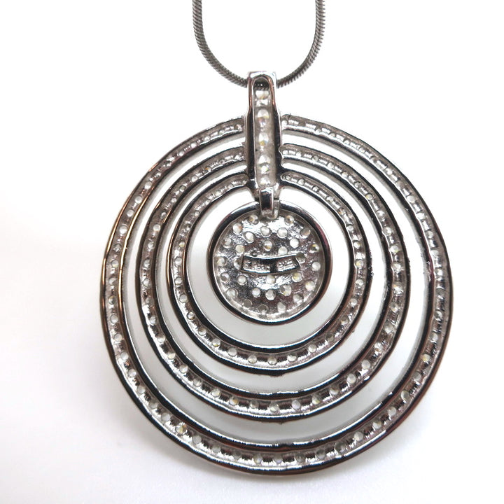 Erwin Pearl Circles of Love CZ Pave Pendant Necklace Sterling Silver