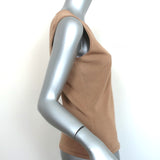 Gucci Sleeveless V-Neck Top Camel Stretch Silk Knit Size Medium