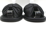 Balenciaga Puffy Knot Slide Sandals Black Leather Size 38.5
