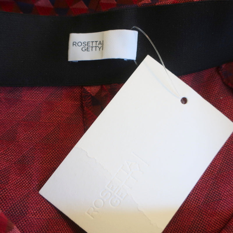 Rosetta Getty Cropped Flare Pants Red Geometric Jacquard Size Small NEW
