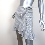 Veronica Beard Ruffle Mini Skirt Kaia White/Gray Striped Seersucker Size 2
