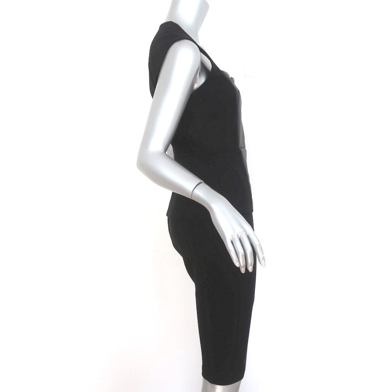 Bailey 44 Sleeveless Peplum Dress Black Faux Leather-Paneled Jersey Size Medium Bailey 44 Sleeveless Peplum Dress Black Faux Leather-Paneled Jersey Size Medium