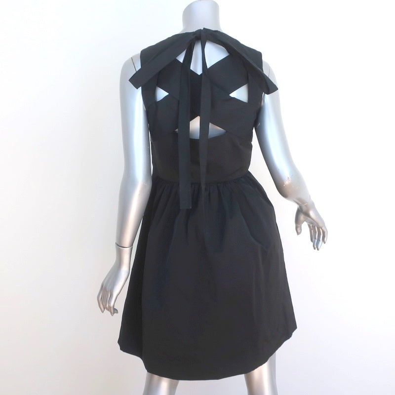 No. 21 Beaded Bird Dress Black Taffeta Size 40 Sleeveless Fit &amp; Flare