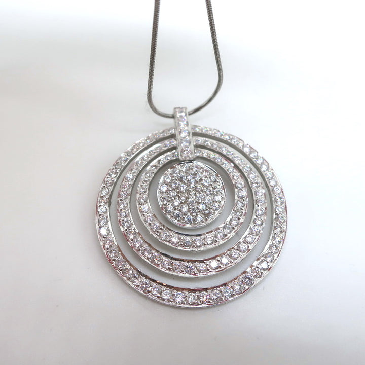 Erwin Pearl Circles of Love CZ Pave Pendant Necklace Sterling Silver