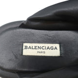Balenciaga Puffy Knot Slide Sandals Black Leather Size 38.5