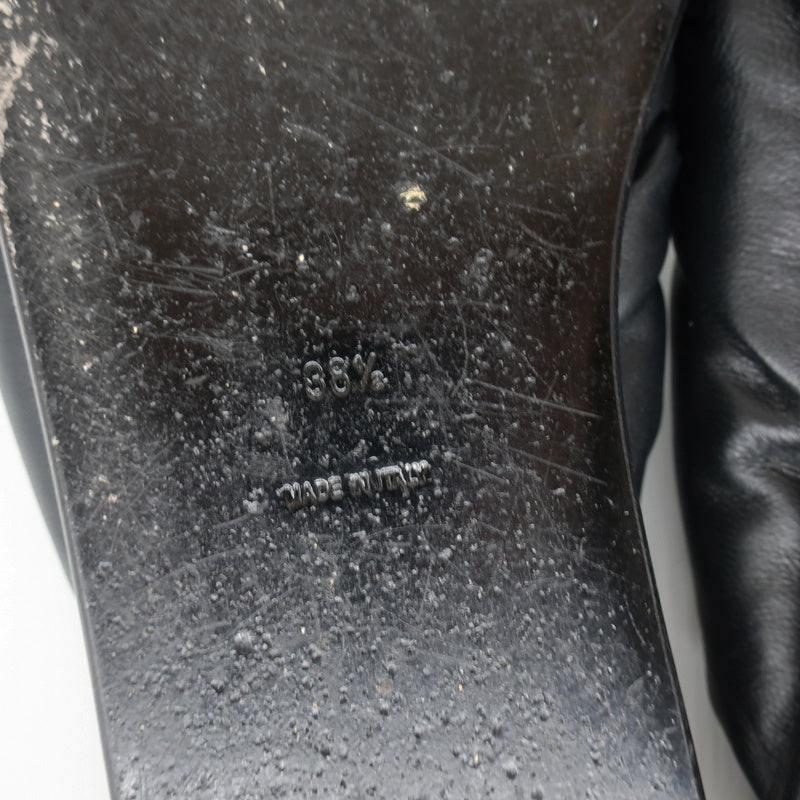 Balenciaga Puffy Knot Slide Sandals Black Leather Size 38.5