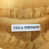 Ulla Johnson Ruffle Blouse Cassan Mustard Chiffon Size 2 Bell Sleeve Top