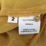 Ulla Johnson Ruffle Blouse Cassan Mustard Chiffon Size 2 Bell Sleeve Top