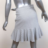 Veronica Beard Ruffle Mini Skirt Kaia White/Gray Striped Seersucker Size 2