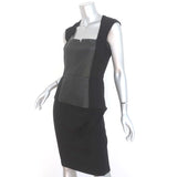 Bailey 44 Sleeveless Peplum Dress Black Faux Leather-Paneled Jersey Size Medium