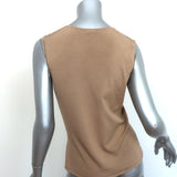 Gucci Sleeveless V-Neck Top Camel Stretch Silk Knit Size Medium