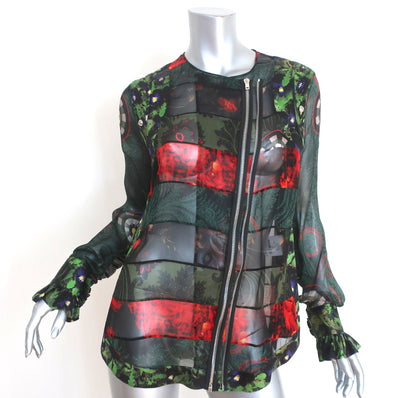 Givenchy Jacket Black Paneled Floral Print Silk Chiffon Size 38