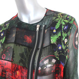 Givenchy Jacket Black Paneled Floral Print Silk Chiffon Size 38