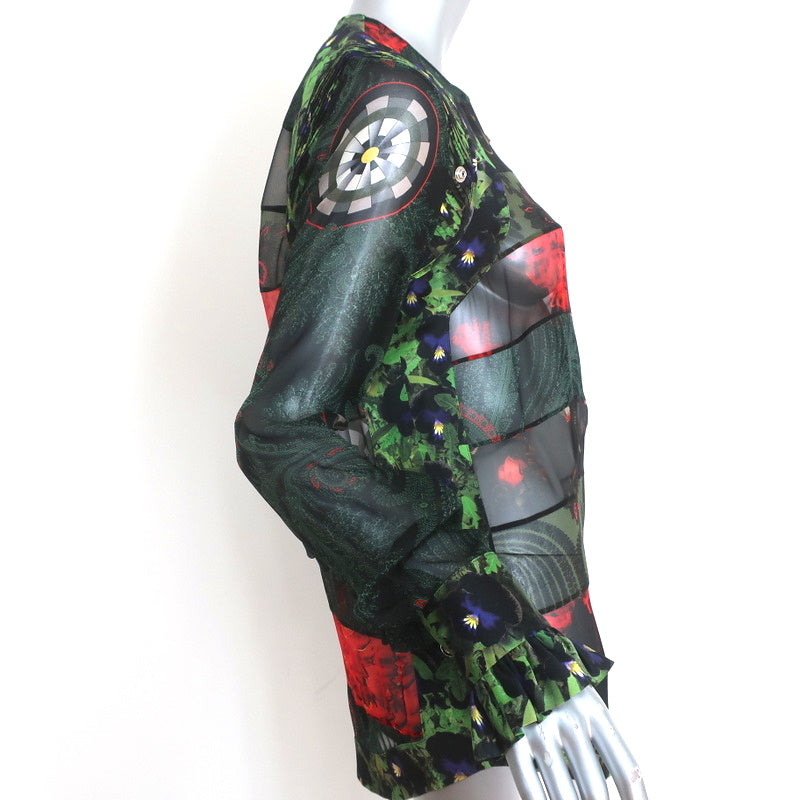 Givenchy Jacket Black Paneled Floral Print Silk Chiffon Size 38
