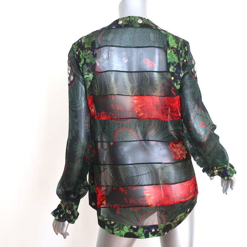 Givenchy Jacket Black Paneled Floral Print Silk Chiffon Size 38