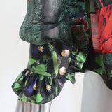 Givenchy Jacket Black Paneled Floral Print Silk Chiffon Size 38