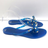 Valentino Rockstud Jelly Bow Thong Sandals Blue Size 40 Flat Flip Flops