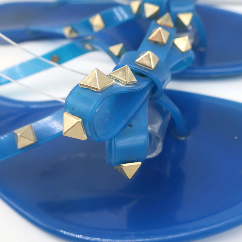 Valentino Rockstud Jelly Bow Thong Sandals Blue Size 40 Flat Flip Flops