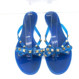 Valentino Rockstud Jelly Bow Thong Sandals Blue Size 40 Flat Flip Flops