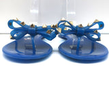 Valentino Rockstud Jelly Bow Thong Sandals Blue Size 40 Flat Flip Flops