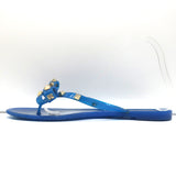 Valentino Rockstud Jelly Bow Thong Sandals Blue Size 40 Flat Flip Flops