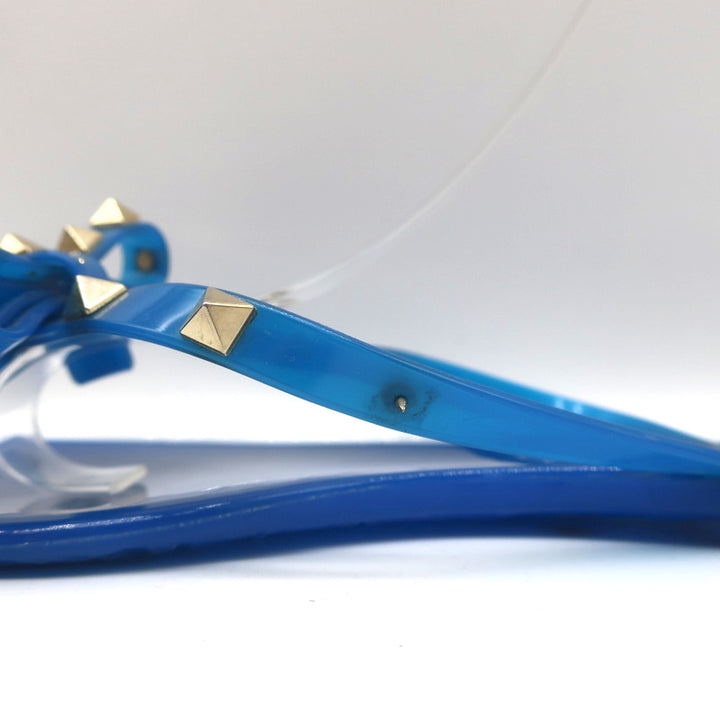 Valentino Rockstud Jelly Bow Thong Sandals Blue Size 40 Flat Flip Flops