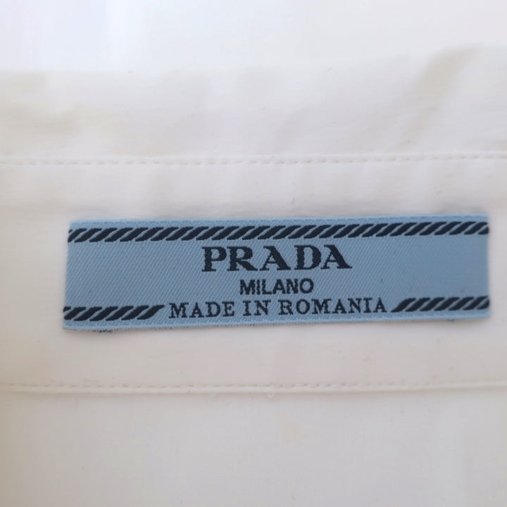 Prada Tuxedo Shirt White Stretch Poplin Size 38 Long Sleeve Blouse NEW