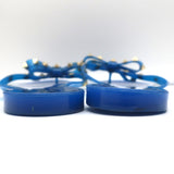 Valentino Rockstud Jelly Bow Thong Sandals Blue Size 40 Flat Flip Flops