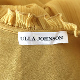 Ulla Johnson Midi Dress Sonja Honey Ruffled Chiffon Size 2 Short Sleeve V-Neck