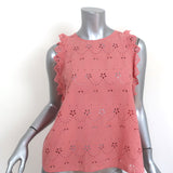 Zara Open Back Top Pink Eyelet Embroidered Cotton Size Medium Sleeveless Blouse