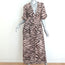 Zimmermann Puff Sleeve Midi Dress Juniper Brown Zebra Print Linen Size 0