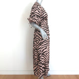 Zimmermann Puff Sleeve Midi Dress Juniper Brown Zebra Print Linen Size 0