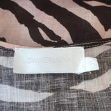 Zimmermann Puff Sleeve Midi Dress Juniper Brown Zebra Print Linen Size 0