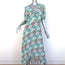 Intermix High-Low Midi Dress Nessa Blue Floral Print Silk Size 8 Short Sleeve