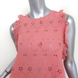 Zara Open Back Top Pink Eyelet Embroidered Cotton Size Medium Sleeveless Blouse